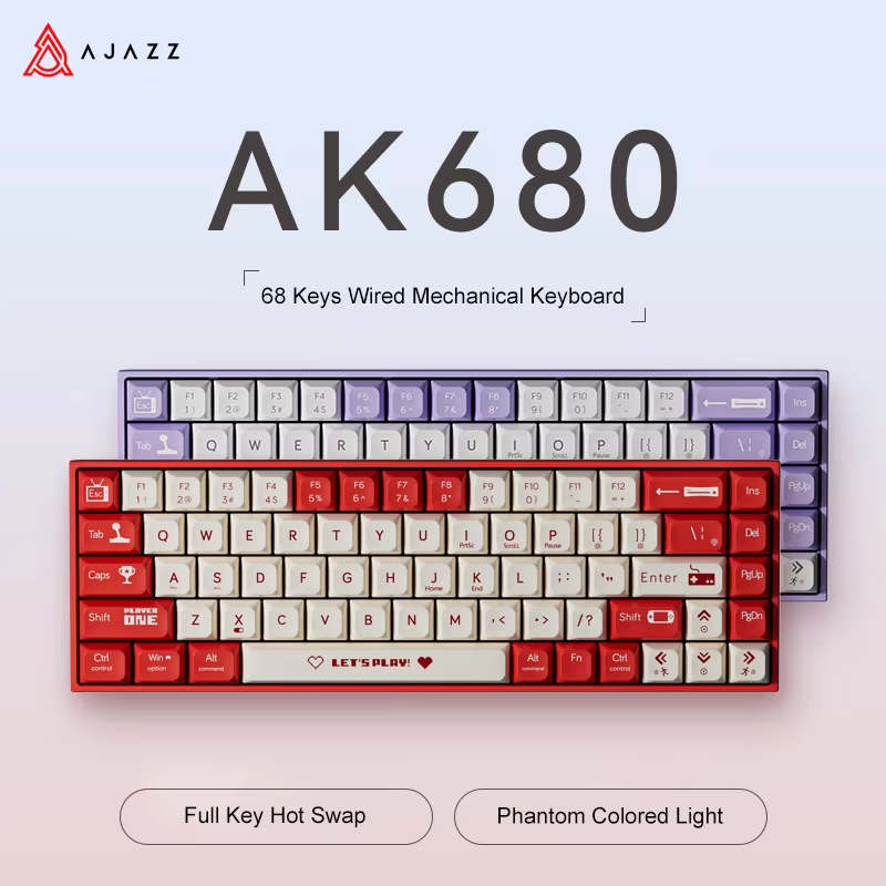 Gaming Keyboard Hot Swappable - AJAZZ AK680 65% Bedraad Gaming Mechanisch
