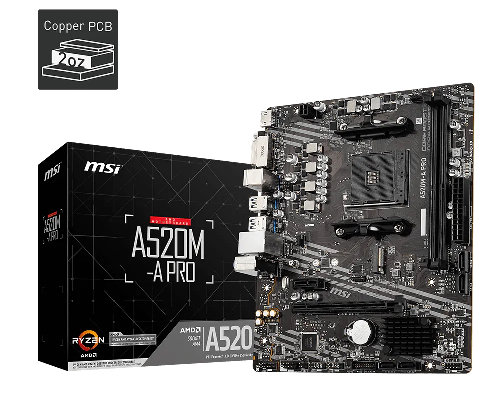 MSI, gloednieuw A520M-A PRO AM - Amd Cpu Ryzen 7 recensie en prijs